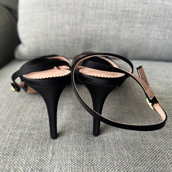 J.Crew Collection Satin Peep Toe Rylie Sandals, Sz 6.5, Black Italian Satin -NEW - Picture 4 of 10